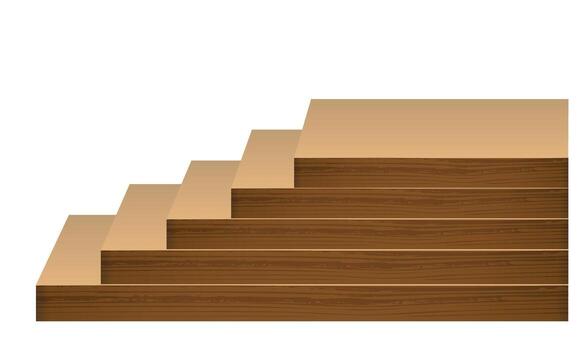Side profile of stacked wooden steps with realistic texture and depth vector