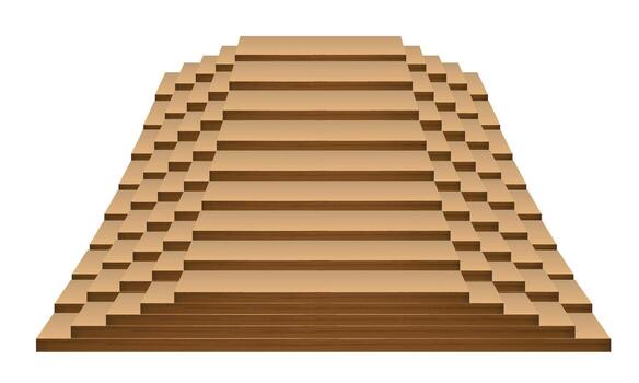 Symmetrical pyramid structure made of wooden steps viewed from the front vector