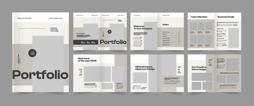 Architecture Portfolio Architecture Magazine Layout, Construction Brochure Template vector