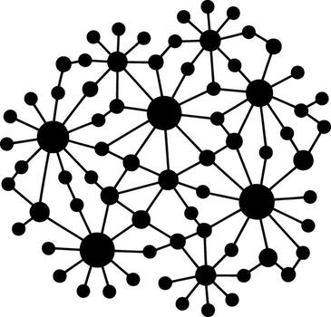 Black interconnected nodes and lines forming a complex network pattern connection abstract vector