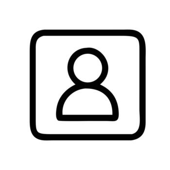 Simple black outline icon of a person silhouette inside a rounded square on a white background user profile vector