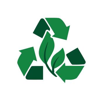 Recycle icon. Sustainability . recycling arrows with a leaf in the center. net zero, green energy, web icon. flat design style. vector