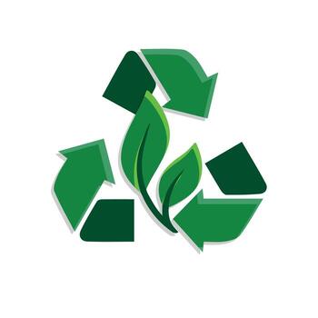 Recycle icon. Sustainability . recycling arrows with a leaf in the center. net zero, green energy, web icon. Isometric design style. vector