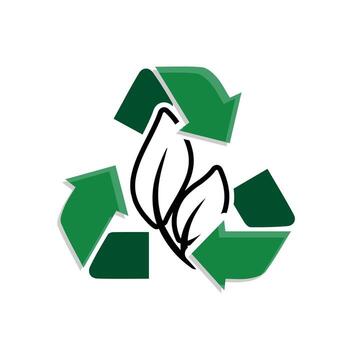 Recycle icon. Sustainability . Three recycling arrows with a leaf in the center. net zero, green energy, web icon. mixed design style. vector