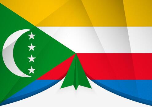 Comoros Flag with Abstract Paper Airplane Design, National Flag in a geometric folded paper style. vector