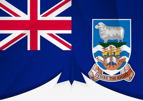 Falkland Islands Flag with Abstract Paper Airplane Design, National Flag in a geometric folded paper style. vector