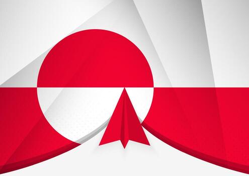 Greenland Flag with Abstract Paper Airplane Design, National Flag in a geometric folded paper style. vector