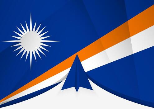 Marshall Islands Flag with Abstract Paper Airplane Design, National Flag in a geometric folded paper style. vector