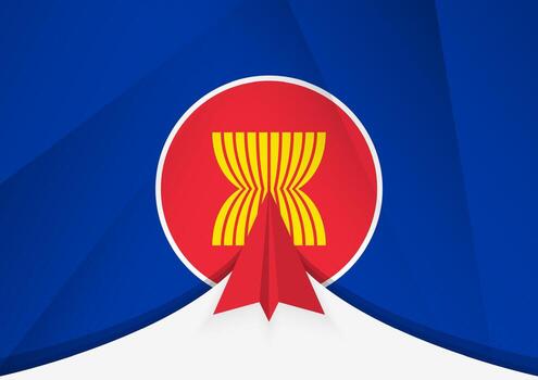 ASEAN Flag with Abstract Paper Airplane Design, National Flag in a geometric folded paper style. vector