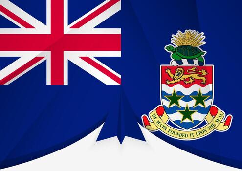 Cayman Islands Flag with Abstract Paper Airplane Design, National Flag in a geometric folded paper style. vector