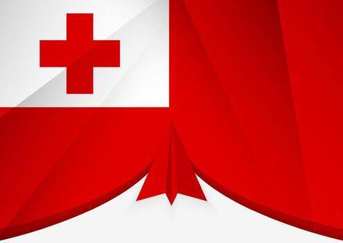 Tonga Flag with Abstract Paper Airplane Design, National Flag in a geometric folded paper style. vector
