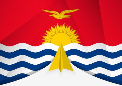 Kiribati Flag with Abstract Paper Airplane Design, National Flag in a geometric folded paper style. vector
