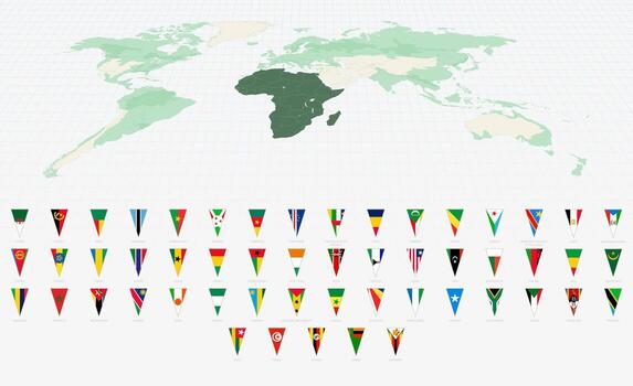Complete Set of African Country Flags in Vertical Triangle Format. vector