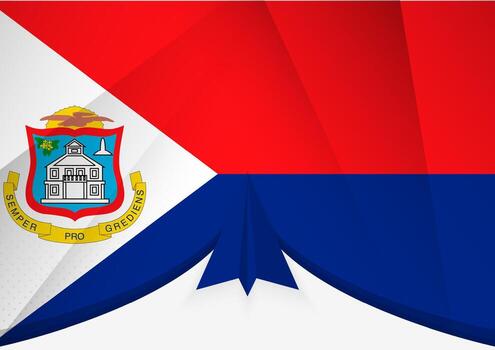 Sint Maarten Flag with Abstract Paper Airplane Design, National Flag in a geometric folded paper style. vector