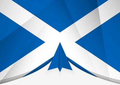 Scotland Flag with Abstract Paper Airplane Design, National Flag in a geometric folded paper style. vector