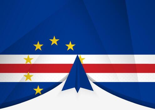 Cape Verde Flag with Abstract Paper Airplane Design, National Flag in a geometric folded paper style. vector
