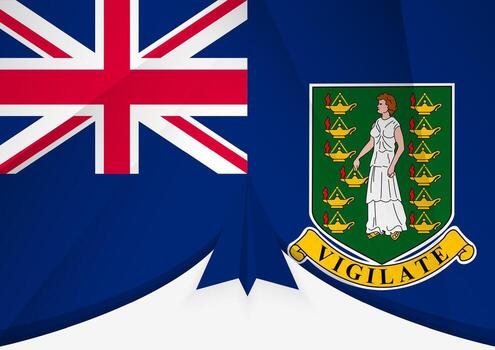 British Virgin Islands Flag with Abstract Paper Airplane Design, National Flag in a geometric folded paper style. vector