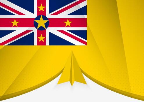 Niue Flag with Abstract Paper Airplane Design, National Flag in a geometric folded paper style. vector