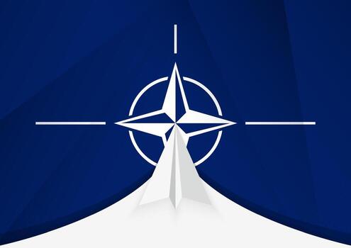 Nato Flag with Abstract Paper Airplane Design, National Flag in a geometric folded paper style. vector