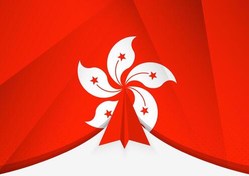Hong Kong Flag with Abstract Paper Airplane Design, National Flag in a geometric folded paper style. vector