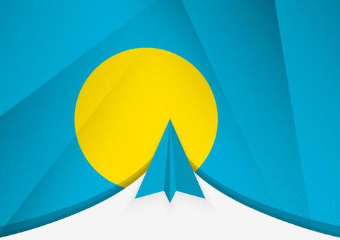 Palau Flag with Abstract Paper Airplane Design, National Flag in a geometric folded paper style. vector