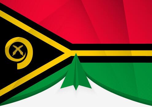 Vanuatu Flag with Abstract Paper Airplane Design, National Flag in a geometric folded paper style. vector