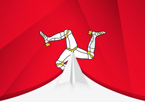 Isle of Man Flag with Abstract Paper Airplane Design, National Flag in a geometric folded paper style. vector