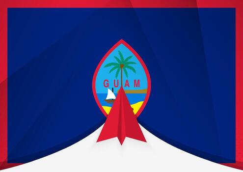 Guam Flag with Abstract Paper Airplane Design, National Flag in a geometric folded paper style. vector