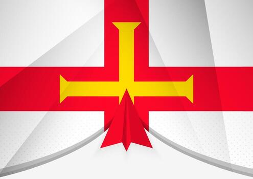 Guernsey Flag with Abstract Paper Airplane Design, National Flag in a geometric folded paper style. vector