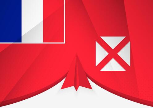 Wallis and Futuna Flag with Abstract Paper Airplane Design, National Flag in a geometric folded paper style. vector