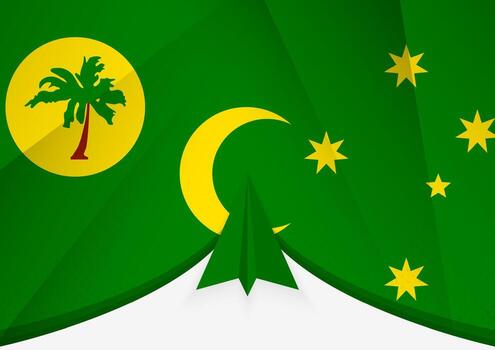 Cocos Islands Flag with Abstract Paper Airplane Design, National Flag in a geometric folded paper style. vector