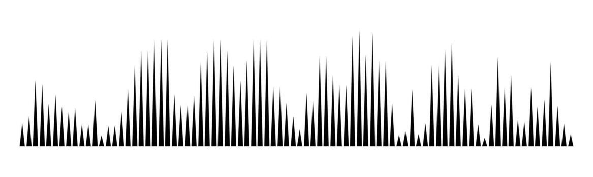 Sound radio wave icon, voice message podcast audio recording. Music waveform pulse, equalizer rhythm symbol. Record level vibration. vector