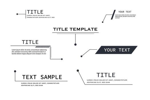Futuristic callout title text boxes and HUD elements for tech infographics, business presentations, or GUI design. layout with arrows, bars, and labels. vector