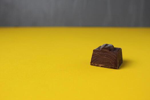 Chocolate candy in cut. Homemade chocolate truffle filled candies with space for text and copyspace. How to choose a candy photo