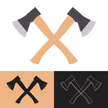 Axe Color And Line, Silhouette Icon Design vector