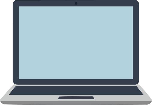 Laptop computer technology device with blue screen for work and communication illustration vector