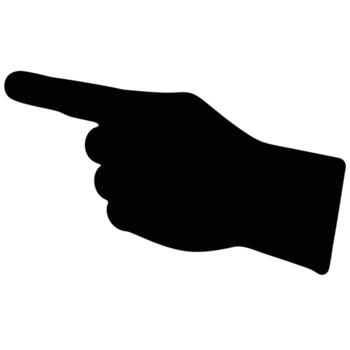 Dramatic Black Silhouette of a Hand Pointing Left, Indicating Direction, Against a White Background, Creating a Simple Yet Powerful Graphic vector
