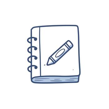 Simple Notebook with Crayon Illustration. vector