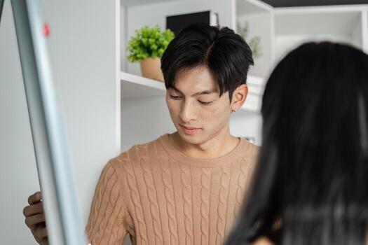 Modern UX UI Design in Business Environment with Digital Interface and Creative Workspace Elements photo