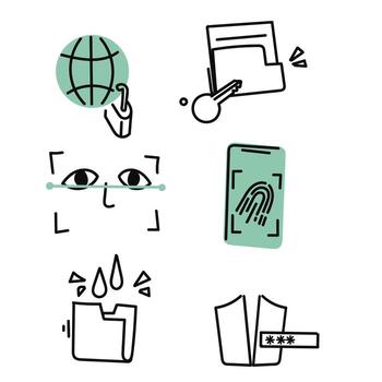 a set of icons depicting various thing data protection vector