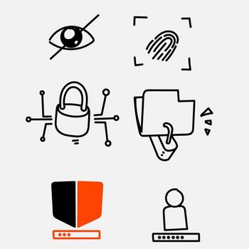 a set of icons depicting various security devices vector
