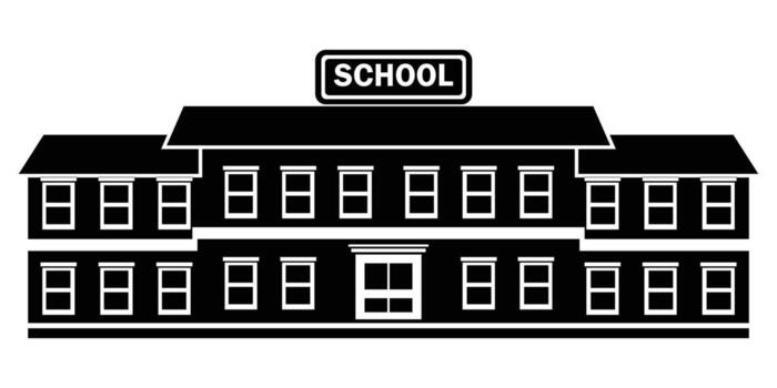 Silhouette illustration different variants of classical school building in a flat style. vector