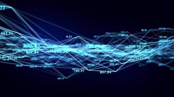 azul dados conexão linhas com números em Sombrio fundo dentro digital tecnologia. video