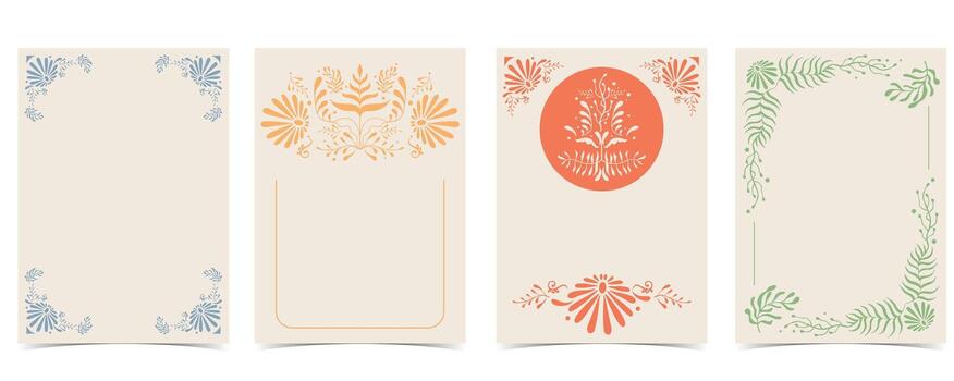 art flower frame background in nouveau line style for vertical A4 design vector