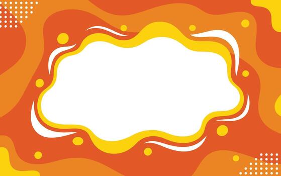 Abstract orange background with fluid shapes and frame for text vector