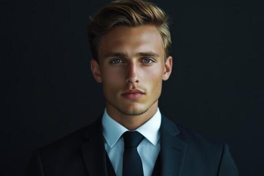 A man in a suit and tie looking at the camera photo