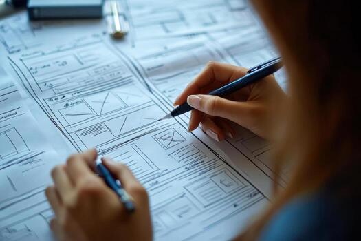 A woman is working on a website design photo