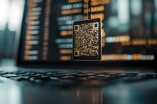 Qr code on laptop screen photo