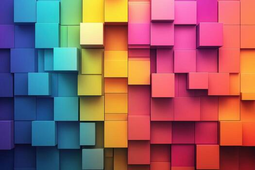 Colorful 3d cube wall background photo
