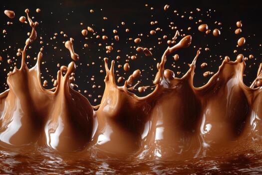 Chocolate splash on black background photo